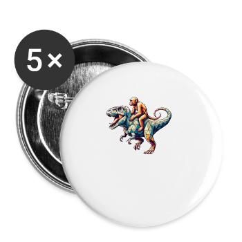 Geometric Art Dinosaur T-Rex Monkey Tyrannosaurus - Buttons large 2.2''/56 mm (5-pack) - white - Front