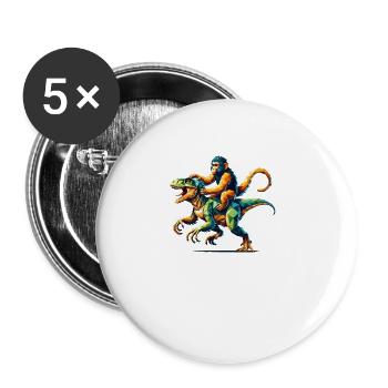 Geometric Art Dinosaur T-Rex Monkey Tyrannosaurus - Buttons large 2.2''/56 mm (5-pack) - white - Front