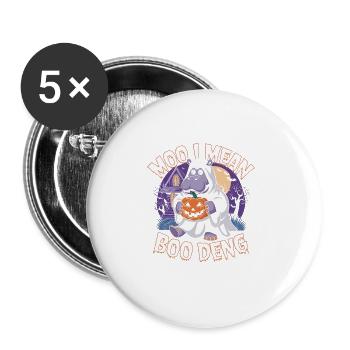 Funny Hippo Halloween Ghost Costume Boo Deng Pun - Buttons groß 56 mm (5er Pack) - Weiß - Vorne