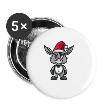 Donkey Christmas - Buttons large 2.2''/56 mm (5-pack) - white - Front