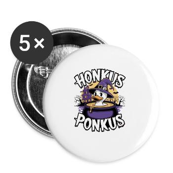 Honkus Ponkus Funny Duck Witch Halloween Magic - Buttons large 2.2''/56 mm (5-pack) - white - Front