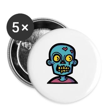 Zombie Halloween Comic Gruselig - Buttons groß 56 mm (5er Pack) - Weiß - Vorne