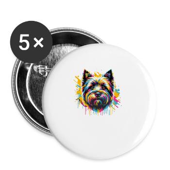 Bunte Splash Art Cairn Terrier Terrier - Buttons groß 56 mm (5er Pack) - Weiß - Vorne