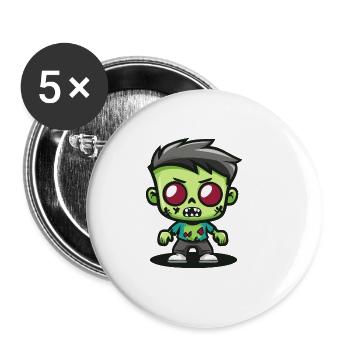 Zombie Halloween Dessin animé effrayant - Lot de 5 grands badges (56 mm) - blanc - Devant