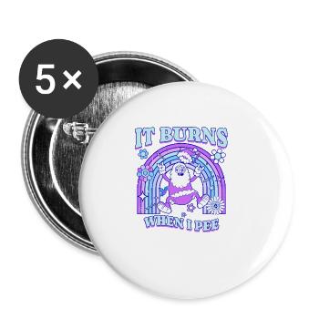 Winter Edition "It Burns when i Pee"! sarkastisch - Buttons groß 56 mm (5er Pack) - Weiß - Vorne