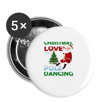 Danseuse de pole, Pole dance, Noël, Amour - Lot de 5 grands badges (56 mm) - blanc - Devant