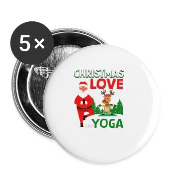 Yogini Yoga Meditation Weihnachten, Liebe und Yoga - Buttons groß 56 mm (5er Pack) - Weiß - Vorne