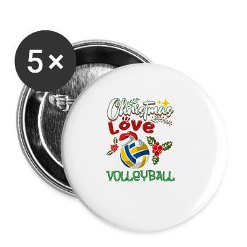 Joueur de volley-ball équipe club Noël, amour - Lot de 5 grands badges (56 mm) - blanc - Devant