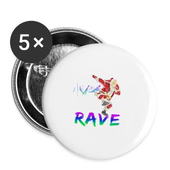 Noël Disco, Rave, Techno, House, Goa, Fête - Lot de 5 grands badges (56 mm) - blanc - Devant