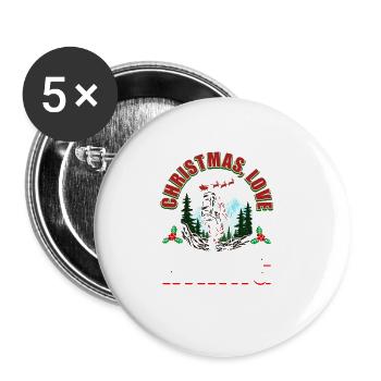 Frohes Fest Weihnachten, Liebe & Wandern - Buttons groß 56 mm (5er Pack) - Weiß - Vorne