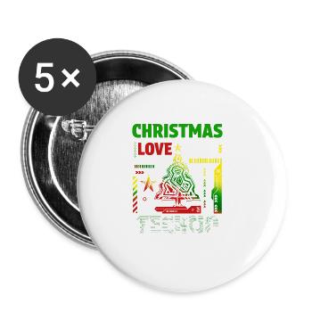 Noël Disco, Rave, Techno, House, Goa, Fête - Lot de 5 grands badges (56 mm) - blanc - Devant