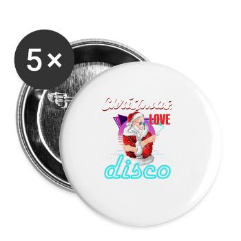 Noël Disco, Rave, Techno, House, Goa, Fête - Lot de 5 grands badges (56 mm) - blanc - Devant