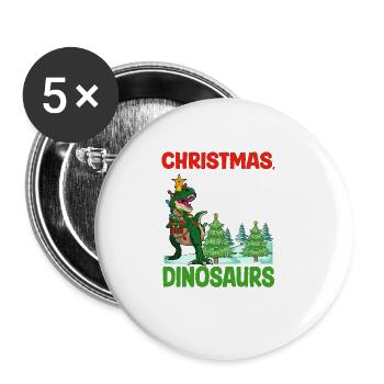 Dino Junge Boy Kinder Weihnachen Liebe Dinosaurier - Buttons groß 56 mm (5er Pack) - Weiß - Vorne