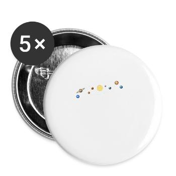 Système solaire Pendule Physique Planètes Science - Lot de 5 grands badges (56 mm) - blanc - Devant
