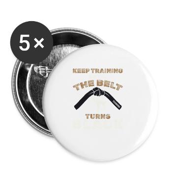 Black Belt: Motivation Martial Art Taekwondo - Buttons large 2.2''/56 mm (5-pack) - white - Front