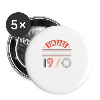 « Edition Limitée » Vintage Années 1970 Anniversaire - Lot de 5 grands badges (56 mm) - blanc - Devant
