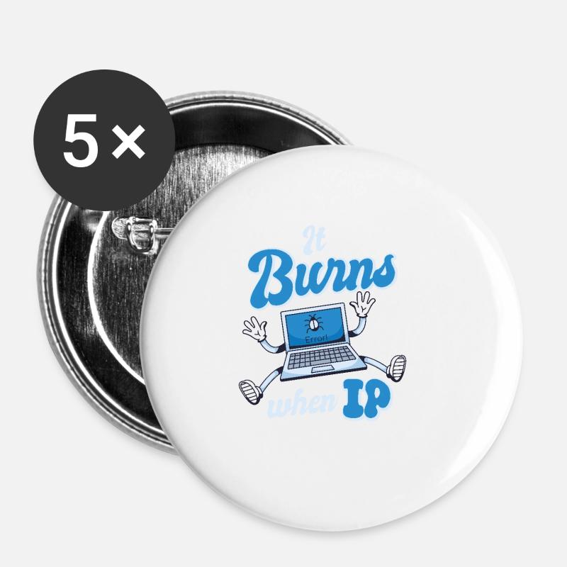 Funny saying "It Burns when I Pee"! - Buttons large 2.2''/56 mm (5-pack) - white