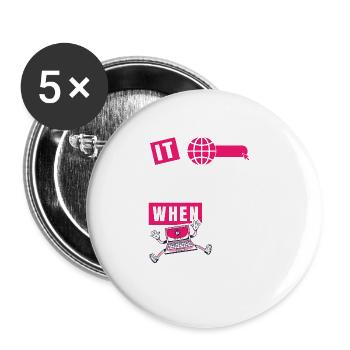 Lustiger Spruch "It Burns when i Pee"! - Buttons groß 56 mm (5er Pack) - Weiß - Vorne