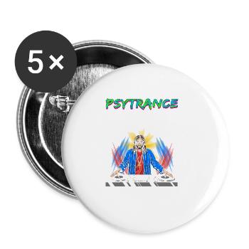 Techno House Party EDM Festival Goa Rave Psytrance - Buttons groß 56 mm (5er Pack) - Weiß - Vorne