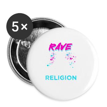 Rave, Techno, House, Party, EDM, Festival, Goa, Electro - Lot de 5 grands badges (56 mm) - blanc - Devant