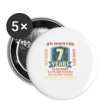 7 years old! Birthday gift for 7th birthday - Buttons large 2.2''/56 mm (5-pack) - white - Front
