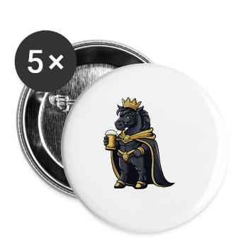 Pferd Bier Lustig - Buttons groß 56 mm (5er Pack) - Weiß - Vorne