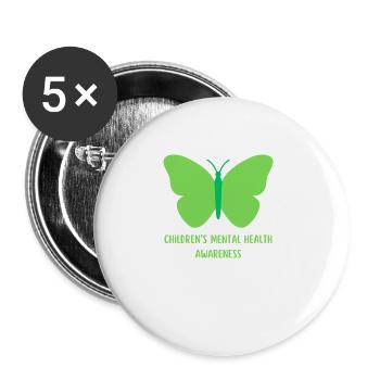 Butterfly National Children s Mental Health - Buttons large 2.2''/56 mm (5-pack) - white - Front