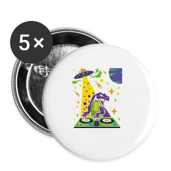 Dinosaure avec rétro vintage nerd geek dino t-rex - Lot de 5 grands badges (56 mm) - blanc - Devant