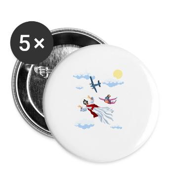 Saut en parachute Jésus, Parachute, Parachutisme, - Lot de 5 grands badges (56 mm) - blanc - Devant