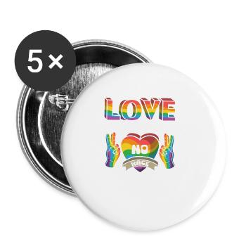 Contre le racisme ! Pour la politique, les droits de l’homme, l’amour - Lot de 5 grands badges (56 mm) - blanc - Devant