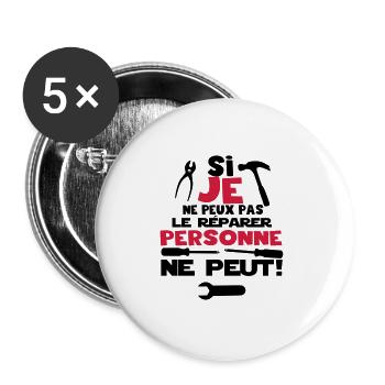 si je ne peux pas - Lot de 5 grands badges (56 mm) - blanc - Devant