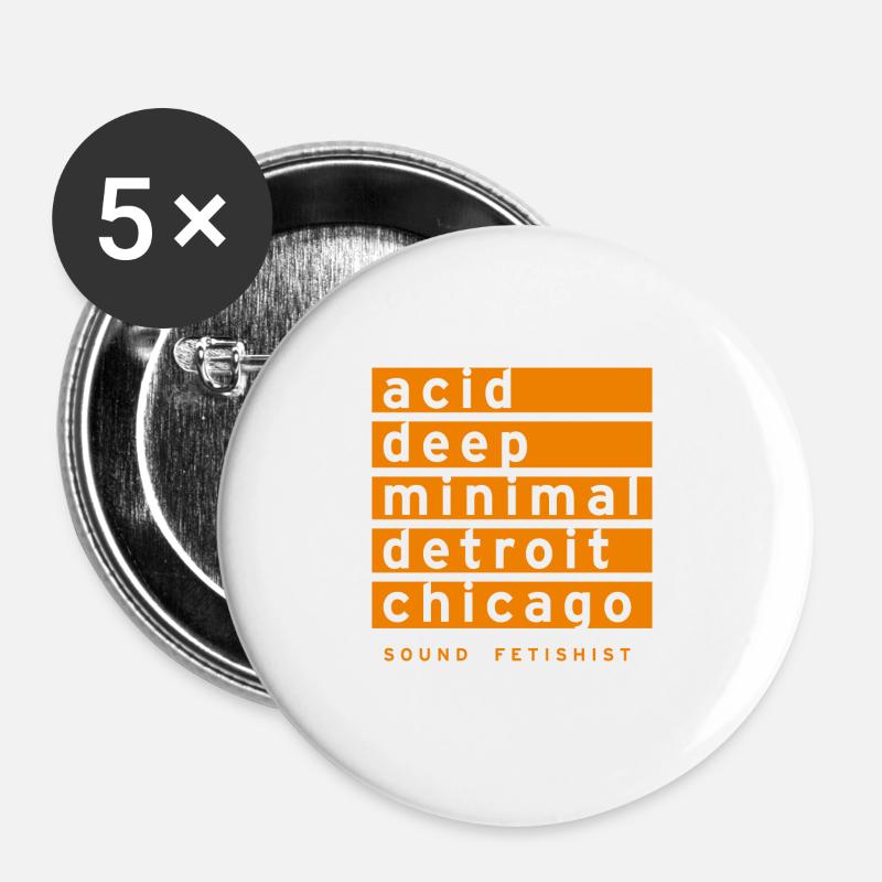 acid, deep, minimal, detroit, chicago - Buttons large 2.2''/56 mm (5-pack) - white