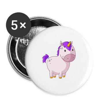 Licorne grasse dessin animé - Lot de 5 grands badges (56 mm) - blanc - Devant