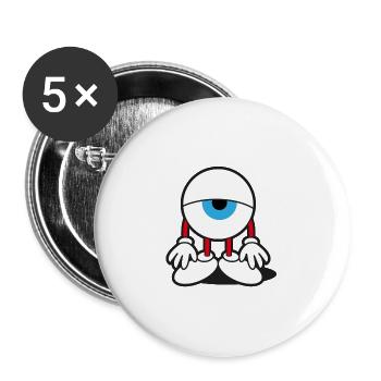 Œil fatigué - Lot de 5 grands badges (56 mm) - blanc - Devant