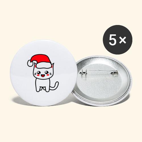 Kawaii Kitteh Christmashat - Buttons groß 56 mm (5er Pack)