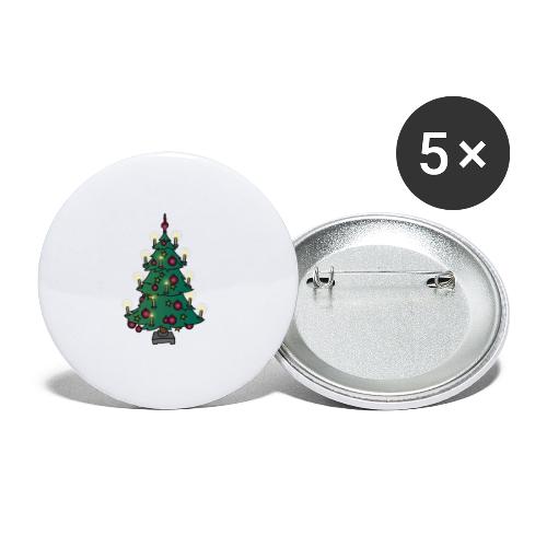Weihnachtsbaum - Buttons groß 56 mm (5er Pack)
