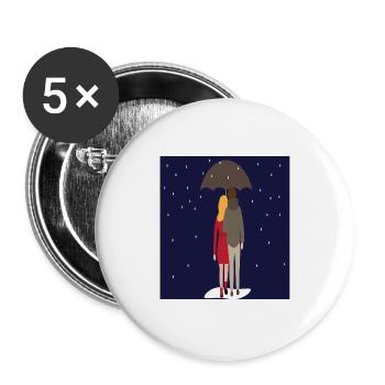 Couplerain couple in the rain under the umbrella - Buttons large 2.2''/56 mm (5-pack) - white - Front