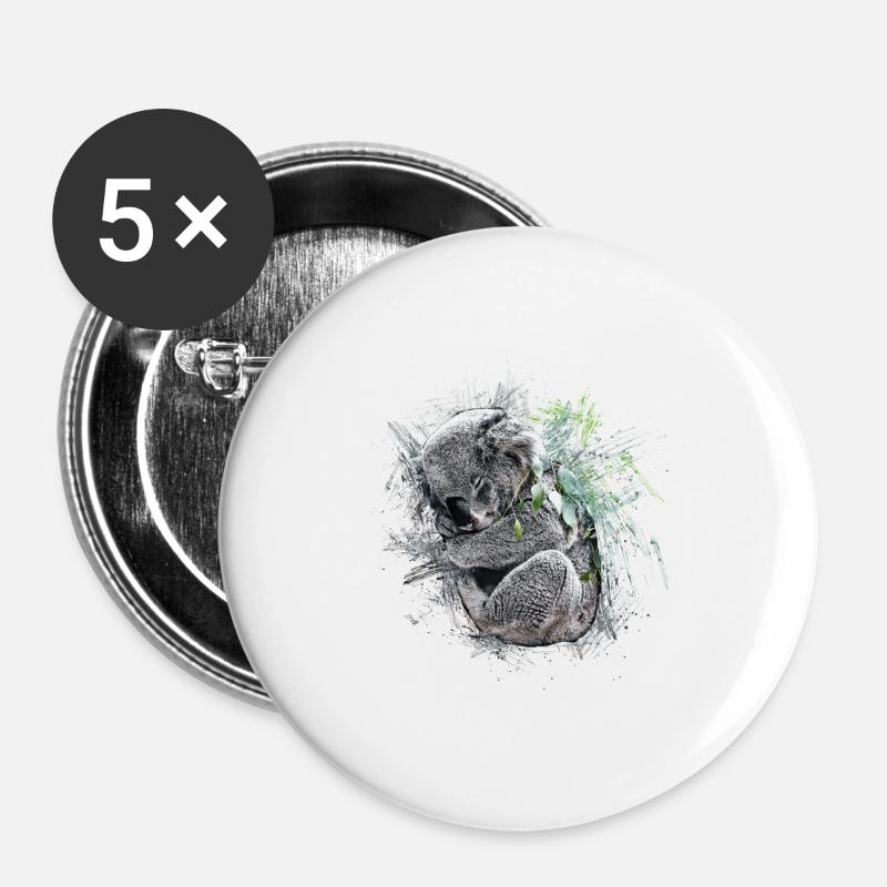 Koala - Buttons groß 56 mm (5er Pack) - Weiß