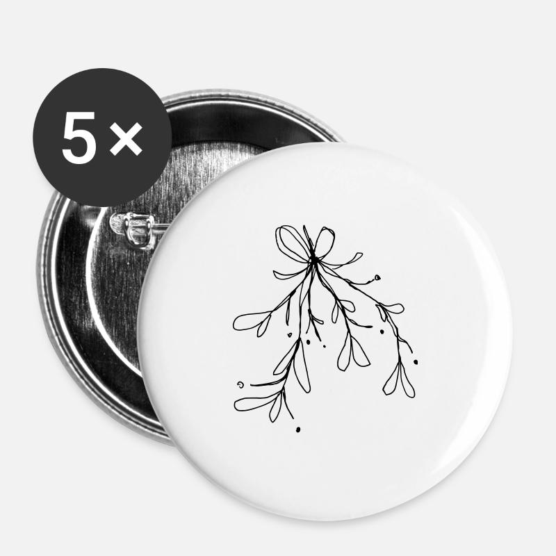 Mistelzweig - Buttons groß 56 mm (5er Pack) - Weiß