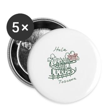 Italia T-Shirt Herren: Toscana - Buttons groß 56 mm (5er Pack) - Weiß - Vorne