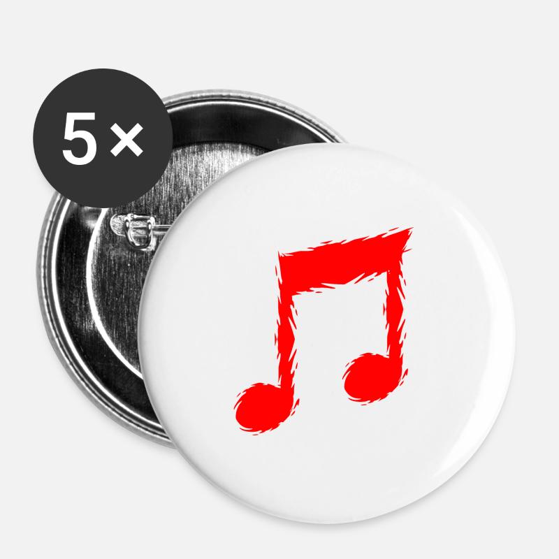 Music note music - Buttons large 2.2''/56 mm (5-pack) - white