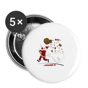 Weihnachtsmann - Buttons groß 56 mm (5er Pack) - Weiß - Vorne