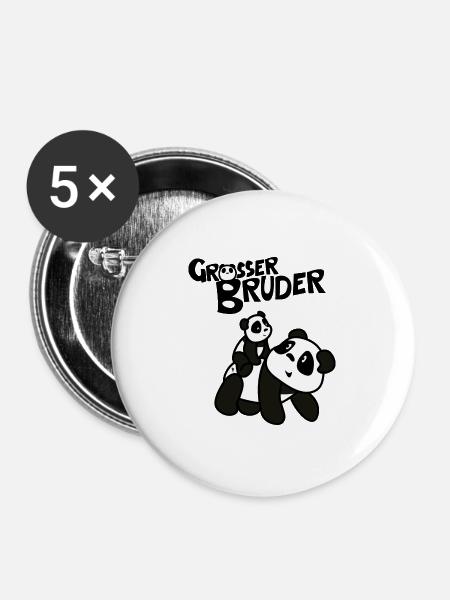 Pandalena Großer Panda Bruder - Buttons groß 56 mm (5er Pack) - Weiß