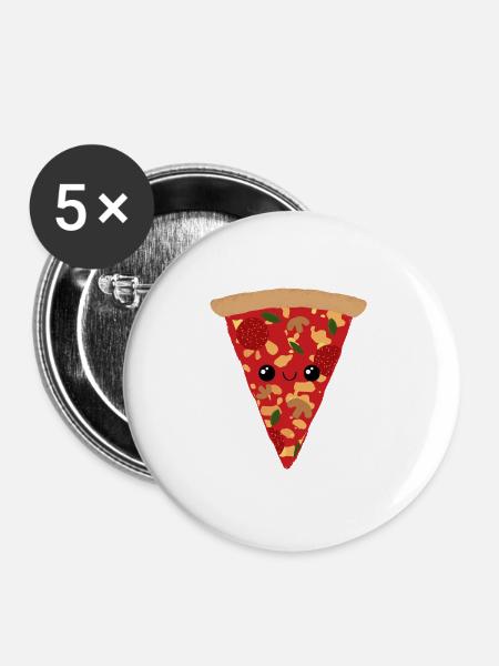 Pizza Stück - Buttons groß 56 mm (5er Pack) - Weiß