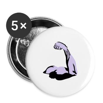 Biceps, Muscle - Lot de 5 grands badges (56 mm) - blanc - Devant