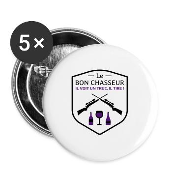Le bon chasseur - Les Inconnus - Réplique Culte ! - Lot de 5 grands badges (56 mm) - blanc - Devant