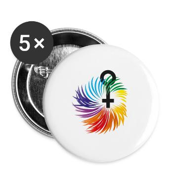 Les droits des femmes aux couleurs de l’arc-en-ciel - Lot de 5 grands badges (56 mm) - blanc - Devant