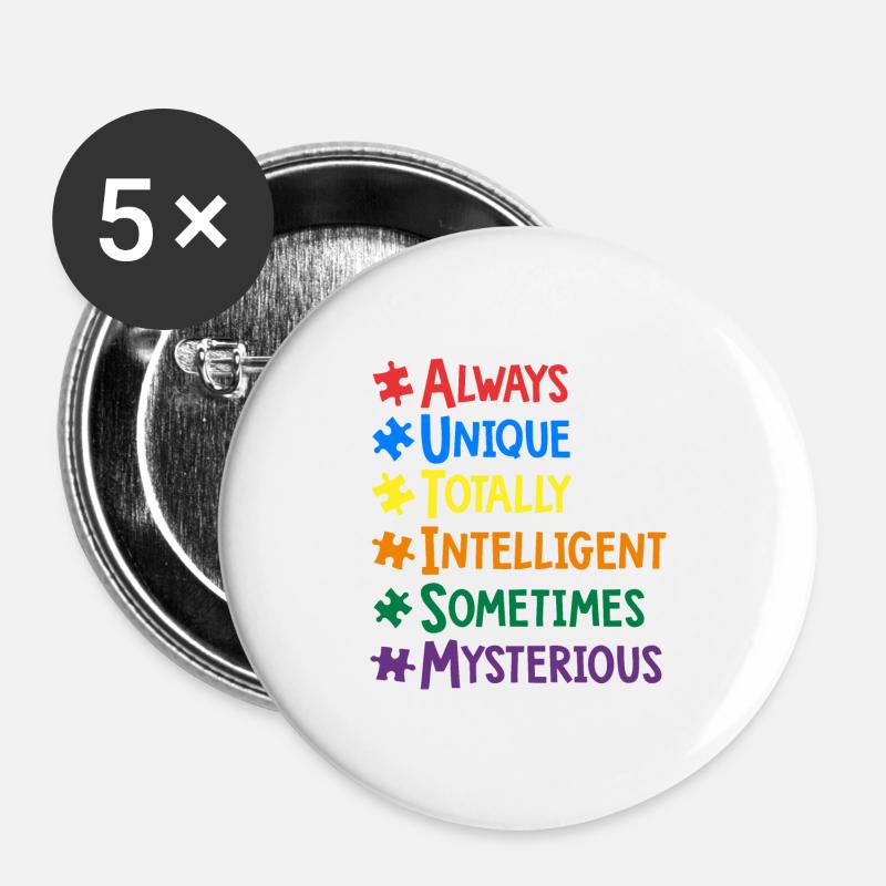 AUTISM - Buttons large 2.2''/56 mm (5-pack) - white