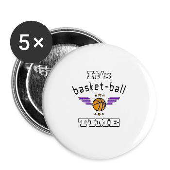 It's Basket_ball time !! - Lot de 5 grands badges (56 mm) - blanc - Devant