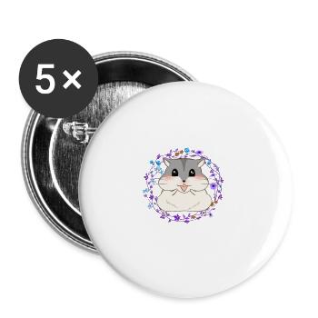 Hamster - Buttons groß 56 mm (5er Pack) - Weiß - Vorne